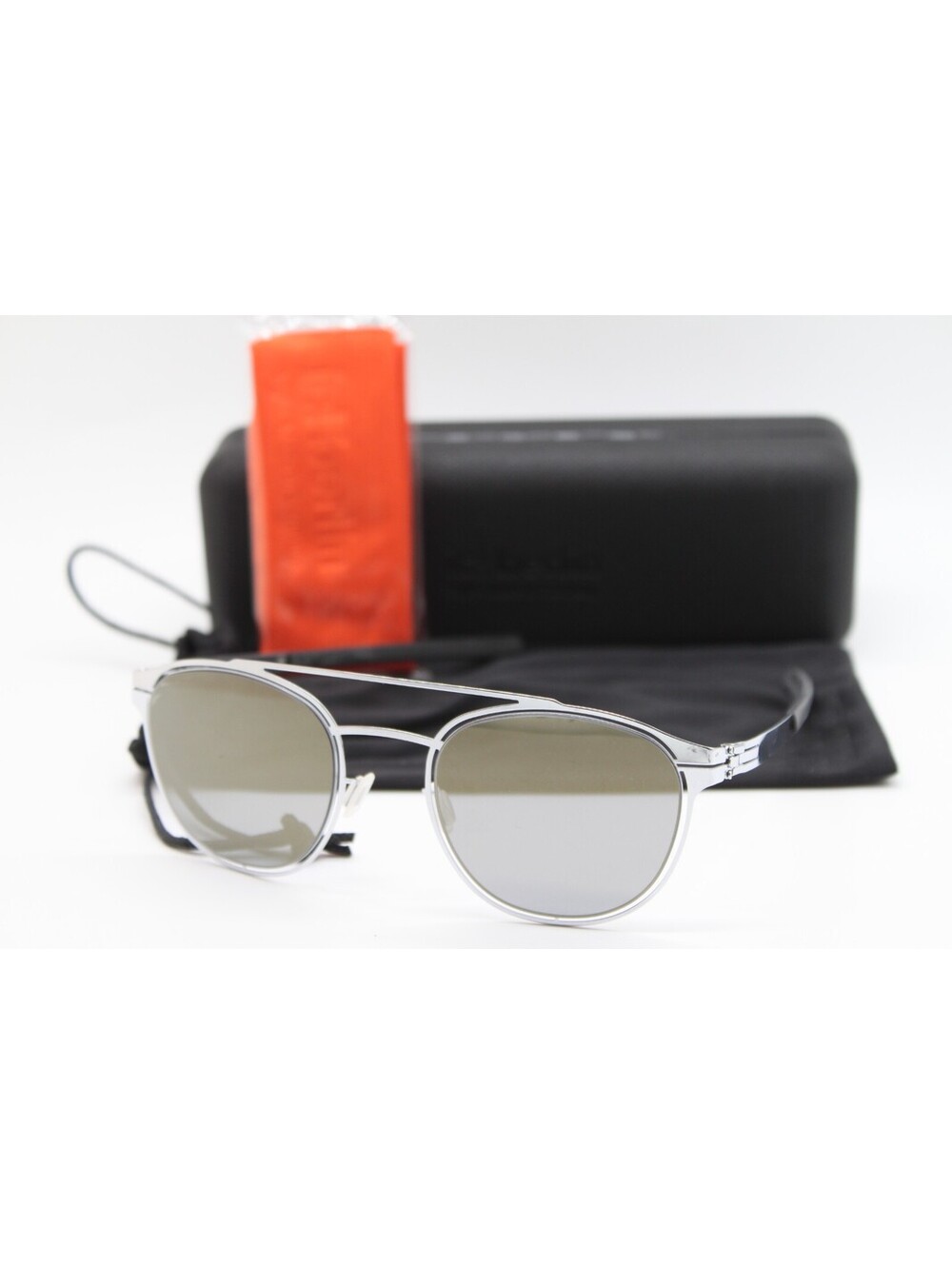 NEW IC! BERLIN SIMPLICITY FASHION SILVER AUTHENTIC SUNGLASSES W/CASE 48-23